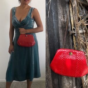 VINTAGE CROWN LEWIS Pink-reddish handbag purse